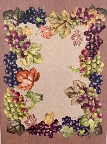 “Vendemmia d’Autore” — Tafelkleed met wijnrankkrans -, Antiek en Kunst