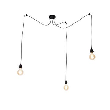 Smart hanglamp zwart 3-lichts incl. Wifi G95 - Cava, Verzenden, Nieuw, Modern