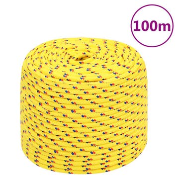vidaXL Boottouw 8 mm 100 m polypropyleen geel, Verzenden, Nieuw