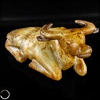 natuurlijke zeepsteen stier sculptuur – liggende stier met