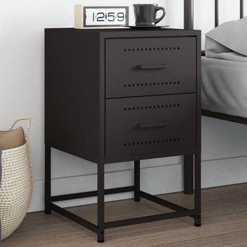 vidaXL Nachtkastje 36x39x60,5 cm staal zwart, Minder dan 45 cm, Nieuw, 55 tot 70 cm, Verzenden