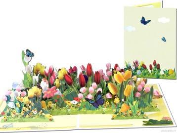 Groot Tulpenveld vol met Kleurrijke Tulpen pop-up kaart, Verzenden, Nieuw
