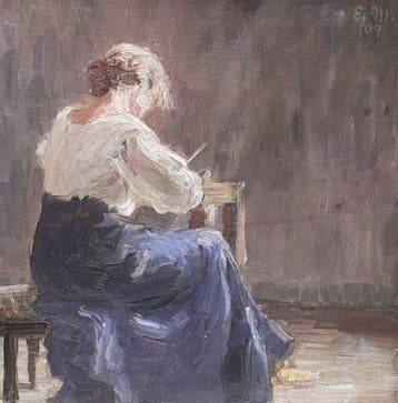 German school (XX), signed E. M - Interior Scene