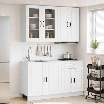 vidaXL Keukenblok PORTO 4 st Wit Bewerkt hout, Verzenden, Nieuw, Wit