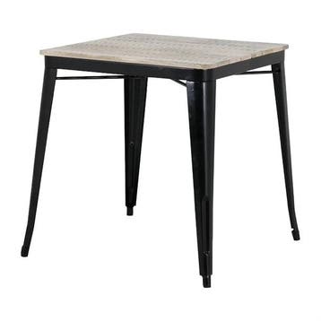 Bolero Eettafel | Lattenblad Mangohout |  Zwarte Poot 650mm, Verzenden, Nieuw in verpakking