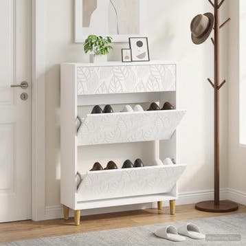 vidaXL Schoenenkast DELFT 78 x 24 x 103 cm Bewerkt hout Wit, Verzenden, Nieuw
