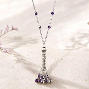 Zonder minimumprijs - Halsketting Zilver - Amethist -, Nieuw