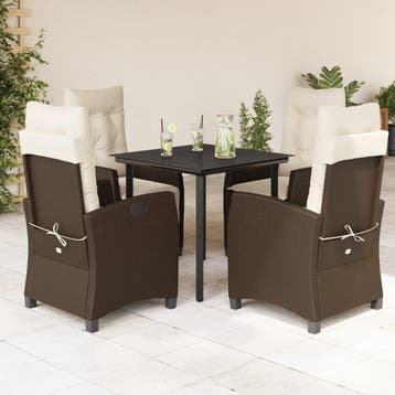 vidaXL 5-delige Tuinset met kussens poly rattan bruin, Tuin en Terras, Tuinsets en Loungesets, Verzenden, Nieuw, 4 zitplaatsen