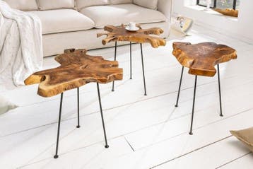 Unieke bijzettafel WILD 40 cm teakhouten salontafel - 36578, Huis en Inrichting, Tafels | Sidetables, Ophalen of Verzenden, Nieuw