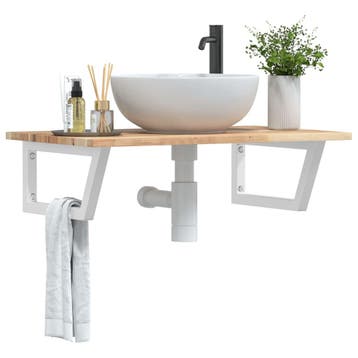 vidaXL Badkamer wandschap staal en massief acaciahout, Verzenden, Nieuw