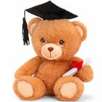 Pluche knuffel beer - geslaagd - diploma - bruin - 15 cm -.., Ophalen of Verzenden, Nieuw
