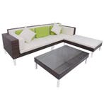 vidaXL 4-delige Loungeset met kussens poly rattan bruin, 4 zitplaatsen, Nieuw, Loungeset, Verzenden