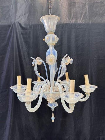 Kroonluchter - Florus - Muranoglas - 6 lampen, Antiek en Kunst, Antiek | Lampen
