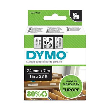 Dymo S0720930 / 53713 tape zwart op wit 24 mm (origineel), Computers en Software, Printerbenodigdheden, Verzenden, Nieuw, Printertape