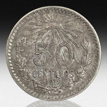 Mexico. Silver 50 Centavos (small size) Coin 1919 (Zonder