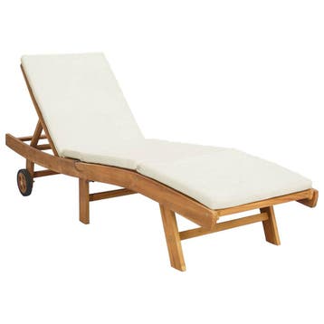 vidaXL Ligstoel Bruin en crèmekleurig Polyester, Verzenden, Nieuw