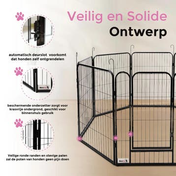 MaxxPet Hondenren Puppyren met 8 panelen - Staal - 60x78c..., Dieren en Toebehoren, Hondenbenches, Verzenden, Nieuw