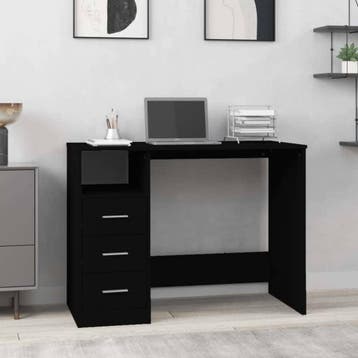vidaXL Bureau met lades 102x50x76 cm bewerkt hout zwart, Verzenden, Nieuw