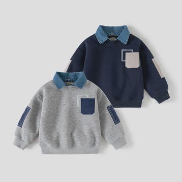 Sweatshirt Jongens met Denim Kraag en Patchzak - Casual Kind, Verzenden, Nieuw