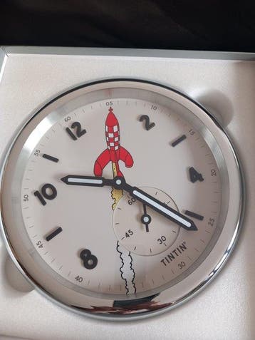 Tintin Hergé Moulinsart 82055 Horloge Lune Métal Argenté 777, Nieuw