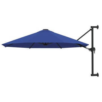 vidaXL Wandparasol met metalen paal 300 cm blauw, Verzenden, Nieuw, 3 tot 4 meter, Muurparasol
