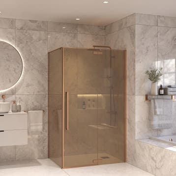 Douchecabine Sanivo Vigo Met Vast Paneel Champagne Glas Met, Ophalen of Verzenden, Nieuw, Chroom, Douche