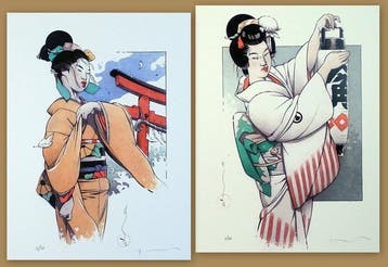 Michetz, Marc - 2 Offset Print - Geisha au Kimono Orange +, Nieuw