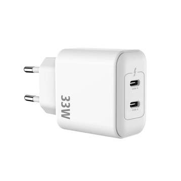 Rixus RXHC33D GaN dubbele USB-C voedingsadapter 33W wit, Verzenden, Nieuw