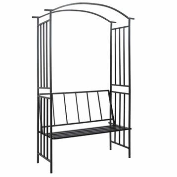 vidaXL Tuinboog met bank 128x50x207 cm ijzer zwart, Tuin en Terras, Verzenden, Nieuw