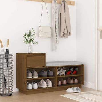 vidaXL Schoenenkast 110x34x61 cm massief grenenhout, Verzenden, Nieuw