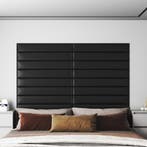 vidaXL Wandhoofdbord 12 pcs Zwart 90 x 15 cm Stof, Huis en Inrichting, Slaapkamer | Bedden, Verzenden, Nieuw, Zwart, Stof