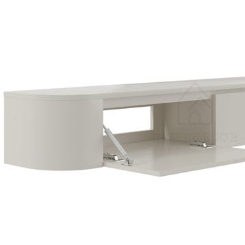 Dulce curved TV-Meubel zwevend beige 240 cm, Overige materialen, Nieuw, Ophalen of Verzenden, 200 cm of meer