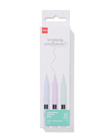 HEMA Balpennen grijs uitgumbaar - 3 stuks, Verzenden, Nieuw