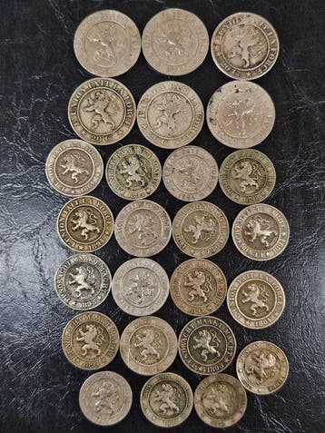 België. Leopold I + Leopold II. 1 - 10 en 20 centimes