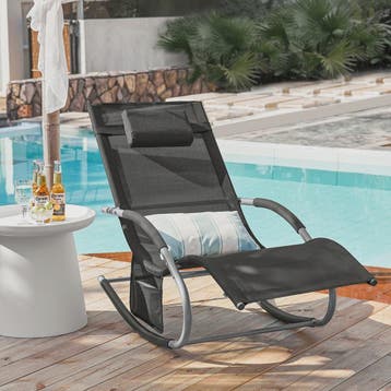 Comfortabele Schommelstoel Lounger met Hoes en Opbergvak - A, Tuin en Terras, Verzenden, Nieuw