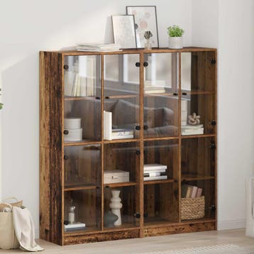 vidaXL Highboard 2 st Oud Hout 68 x 37 x 142 cm Bewerkt hout, Verzenden, Nieuw, 50 tot 100 cm, Minder dan 100 cm