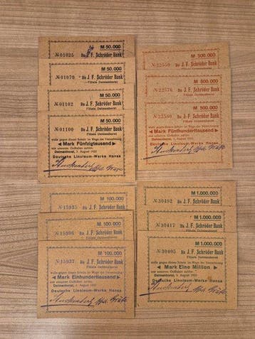 Duitsland. - 13 banknotes 1923 – Deutsche Linoleum-Werke
