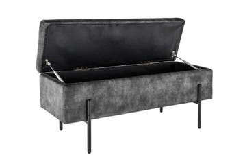 Moderne kistbank LOFT 100 cm grijze fluwelen bank met, Ophalen of Verzenden, Nieuw
