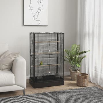 Pawhut Vogelkooi 61x36.5x98 cm met Deuren, Zitstokken en Uit