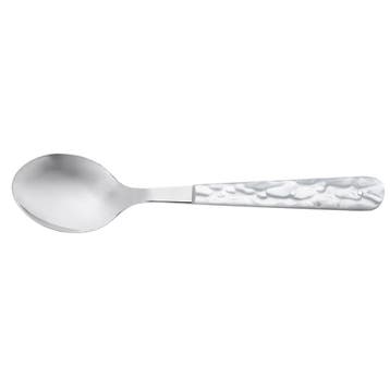 RÖR Solingen RVS en Parelmoerkleurige Lepel 18,5 cm voor..., Ophalen of Verzenden, Nieuw, Rvs of Chroom, Bestekset