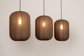 Rietveld Hanglampen - Bruin - Stof, Metaal, Verzenden, Nieuw