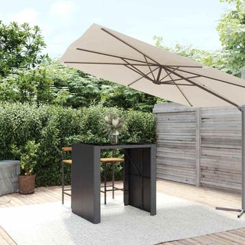 vidaXL Bartafel met glazen blad 105x80x110 cm poly rattan, Tuin en Terras, Tuintafels, Verzenden, Nieuw
