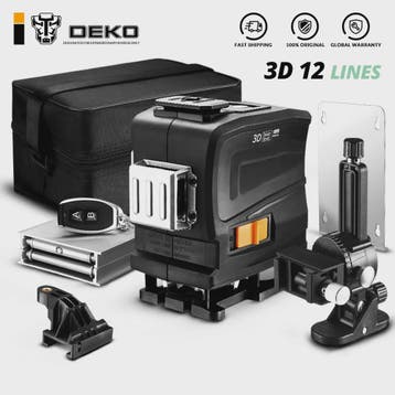 DEKO LL12-GTD 3D Laser Waterpas - 12 Groene Lijnen, Afstands, Verzenden, Nieuw