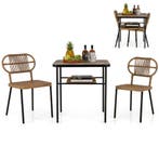 LIVSK 3-delige Tuinset - Stapelbare Rieten Stoelen met Ergon, Verzenden, Nieuw