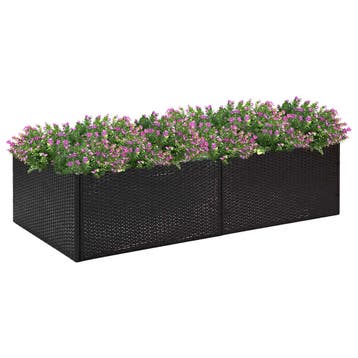 vidaXL Plantenbak 157x80x40 cm poly rattan zwart, Verzenden, Nieuw, 100 cm of meer, 30 tot 60 cm