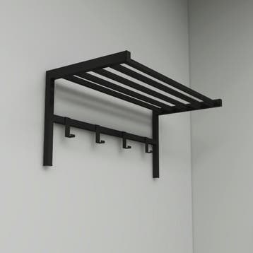 [en.casa] Wandkapstok Tolga met plank 32,5x69x34 cm zwart, Verzenden, Nieuw