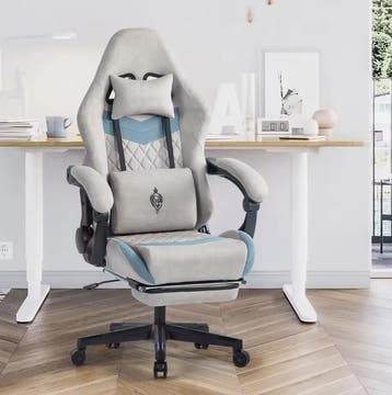 Gamingstoel Ergonomisch – Voetsteun &amp; 150 kg Belastbaar, Verzenden, Nieuw, Ergonomisch, Grijs
