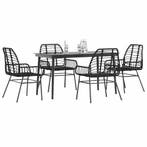 vidaXL 5-delige Tuinset poly rattan glas zwart, Verzenden, Nieuw, 4 zitplaatsen, Tuinset