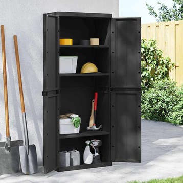 vidaXL Tuinkast 65x37x165 cm polypropeen zwart, Huis en Inrichting, Kasten | Overige, Verzenden, Nieuw