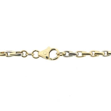 Bicolor gouden fantasieschakel ketting, Sieraden, Tassen en Uiterlijk, Kettingen, Ophalen of Verzenden, Gebruikt, Overige kleuren